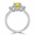 White Gold 1 4/5 ct Canary Yellow and White Round Diamond Three-stone Engagement Ring - Handcrafted By Name My Rings™
