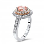 White Gold 1 4/5ct TGW Round-cut Morganite Diamond Engagement Ring - Handcrafted By Name My Rings™