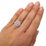 White Gold 1 4/5ct TGW Round-cut Morganite Diamond Engagement Ring - Handcrafted By Name My Rings™