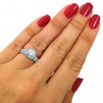White Gold 1 5/8ct TDW Cushion-cut Diamond Clarity Enhanced Bridal Ring Set - Handcrafted By Name My Rings™