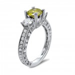 White Gold 1 7/8 Canary Yellow Diamond 3-stone Engagement Ring - Handcrafted By Name My Rings™