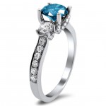 White Gold 1 7/8ct Blue and White Round Diamond Ring - Handcrafted By Name My Rings™
