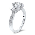 White Gold 1ct TGW Round Moissanite 3 Stone and 4/5ct TDW Diamond Engagement Ring - Handcrafted By Name My Rings™