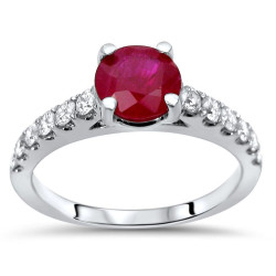 White Gold 1ct TGW Ruby and 1/2ct TDW Diamond Engagement Ring - Handcrafted By Name My Rings™