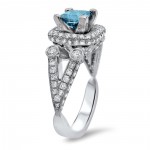White Gold 2 1/3ct TDW Blue Diamond Engagement Ring - Handcrafted By Name My Rings™