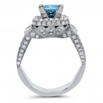 White Gold 2 1/3ct TDW Blue Diamond Engagement Ring - Handcrafted By Name My Rings™