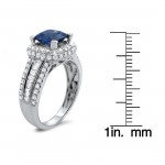 White Gold 2 1/4 Carat TGW Blue Cushion Cut Sapphire Diamond Engagement Ring - Handcrafted By Name My Rings™