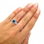White Gold 2 1/5ct TDW Round Blue Diamond Engagement Ring - Handcrafted By Name My Rings™