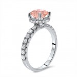 White Gold 2 1/6ct TGW Round-cut Morganite Diamond Engagement Ring - Handcrafted By Name My Rings™