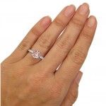 White Gold 2 1/6ct TGW Round-cut Morganite Diamond Engagement Ring - Handcrafted By Name My Rings™