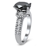 White Gold 2 3/4ct Oval Black and White Diamond Engagement Ring - Handcrafted By Name My Rings™