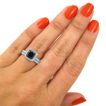 White Gold 2 3/4ct TDW Black and White Diamond Bridal Ring Set - Handcrafted By Name My Rings™