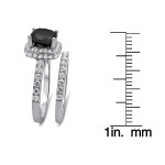 White Gold 2 3/4ct TDW Black and White Diamond Bridal Ring Set - Handcrafted By Name My Rings™