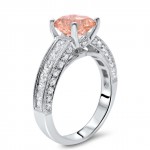 White Gold 2 3/4ct TGW Round-cut Morganite Diamond Engagement Ring - Handcrafted By Name My Rings™