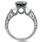 White Gold 2 3/8ct TDW Black 3-stone Round Diamond Ring - Handcrafted By Name My Rings™