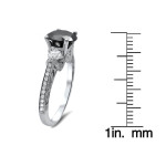 White Gold 2 3/8ct TDW Black 3-stone Round Diamond Ring - Handcrafted By Name My Rings™