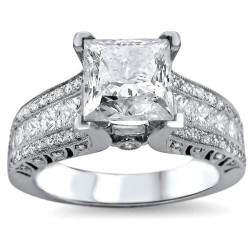 White Gold 2 4/5ct TDW Enhanced Princess-cut Round Diamond Engagement Ring - Handcrafted By Name My Rings™
