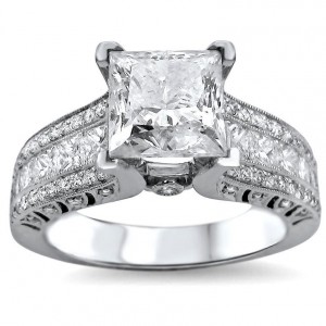 White Gold 2 4/5ct TDW Enhanced Princess-cut Round Diamond Engagement Ring - Handcrafted By Name My Rings™