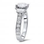 White Gold 2 5/6 Moissanite Trapezoid Diamond 3 Stone Engagement Ring - Handcrafted By Name My Rings™