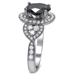 White Gold 2 7/8ct Oval-cut Black and White Diamond Halo Vintage Style Ring - Handcrafted By Name My Rings™
