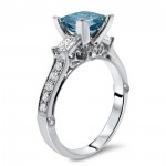 White Gold 2 ct TDW Blue Princess Cut Diamond Engagement Ring - Handcrafted By Name My Rings™