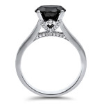 White Gold 2ct TDW Black Round Diamond Solitaire Engagement Ring - Handcrafted By Name My Rings™