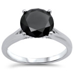 White Gold 2ct TDW Black Round Diamond Solitaire Engagement Ring - Handcrafted By Name My Rings™