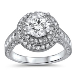 White Gold 2ct TDW Clarity-enhanced Diamond Double Halo Engagement Ring - Handcrafted By Name My Rings™
