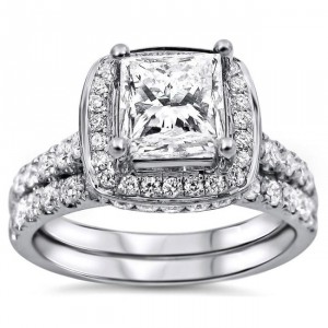 White Gold 2ct TDW Princess-cut Diamond Clarity-enhanced Bridal Set - Handcrafted By Name My Rings™
