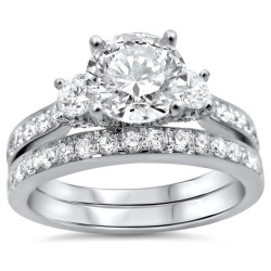 White Gold 2ct TDW Round Diamond Bridal Set - Handcrafted By Name My Rings™