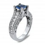 White Gold 2ct TGW Cushion-cut Blue Sapphire and 1ct TDW Diamond Engagement Ring - Handcrafted By Name My Rings™
