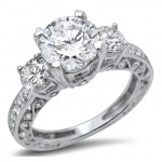 White Gold 2ct TGW Moissanite and 3 Stone 1ct TDW Diamond Engagement Ring - Handcrafted By Name My Rings™