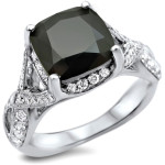 White Gold 3 1/4ct Black/ White Cushion-cut Diamond Engagement Ring - Handcrafted By Name My Rings™