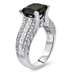 White Gold 3 2/5ct TDW Black Princess-cut Round Diamond Ring - Handcrafted By Name My Rings™