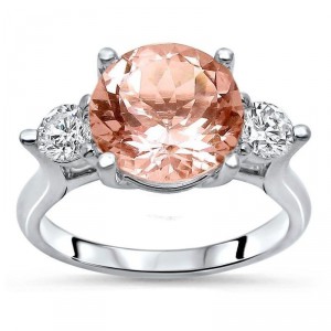 White Gold 3 2/5ct TGW Morganite and 1/2ct TDW Diamond Engagement Ring - Handcrafted By Name My Rings™