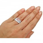 White Gold 3 5/6ct TGW Round-cut Morganite Diamond Engagement Ring Bridal Set - Handcrafted By Name My Rings™