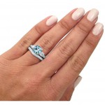 White Gold 3 ct TGW Round-cut Aquamarine Diamond Engagement Ring Bridal Set 3 Stone - Handcrafted By Name My Rings™