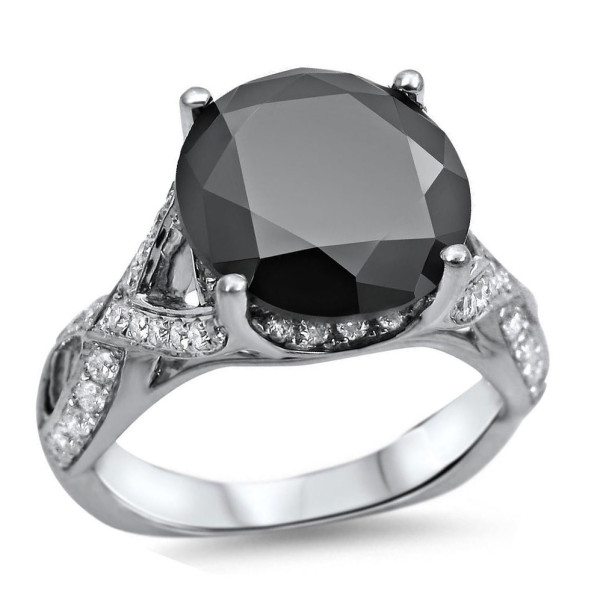 White Gold 4 1/4ct TDW Round-cut Black/ White Diamond Ring - Handcrafted By Name My Rings™