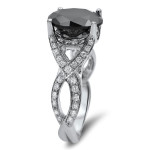 White Gold 4 1/4ct TDW Round-cut Black/ White Diamond Ring - Handcrafted By Name My Rings™