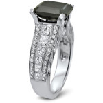 White Gold 4 1/6 TDW Emerald-cut Black Diamond Engagement Ring - Handcrafted By Name My Rings™