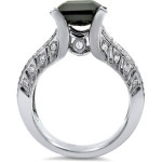 White Gold 4 1/6 TDW Emerald-cut Black Diamond Engagement Ring - Handcrafted By Name My Rings™