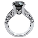 White Gold 4 2/5ct TDW Black Diamond Round-cut Center Engagement Ring - Handcrafted By Name My Rings™