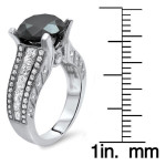 White Gold 4 2/5ct TDW Black Diamond Round-cut Center Engagement Ring - Handcrafted By Name My Rings™