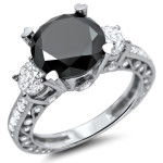 White Gold 4 3/4ct Black and White Round Diamond Bridal Ring Set - Handcrafted By Name My Rings™