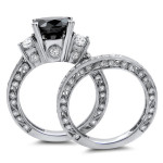 White Gold 4 3/4ct Black and White Round Diamond Bridal Ring Set - Handcrafted By Name My Rings™