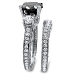 White Gold 4 3/4ct Black and White Round Diamond Bridal Ring Set - Handcrafted By Name My Rings™