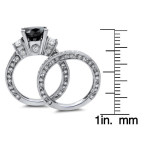 White Gold 4 3/4ct Black and White Round Diamond Bridal Ring Set - Handcrafted By Name My Rings™