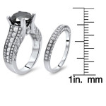 White Gold 4 3/5ct TDW Black and White Round-cut Diamond Bridal Set - Handcrafted By Name My Rings™