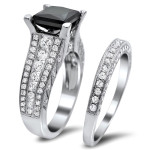 White Gold 4ct TDW Black and White Diamond Bridal Set - Handcrafted By Name My Rings™