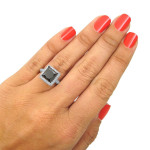 White Gold 4ct TDW Princess Cut Black Diamond Ring - Handcrafted By Name My Rings™